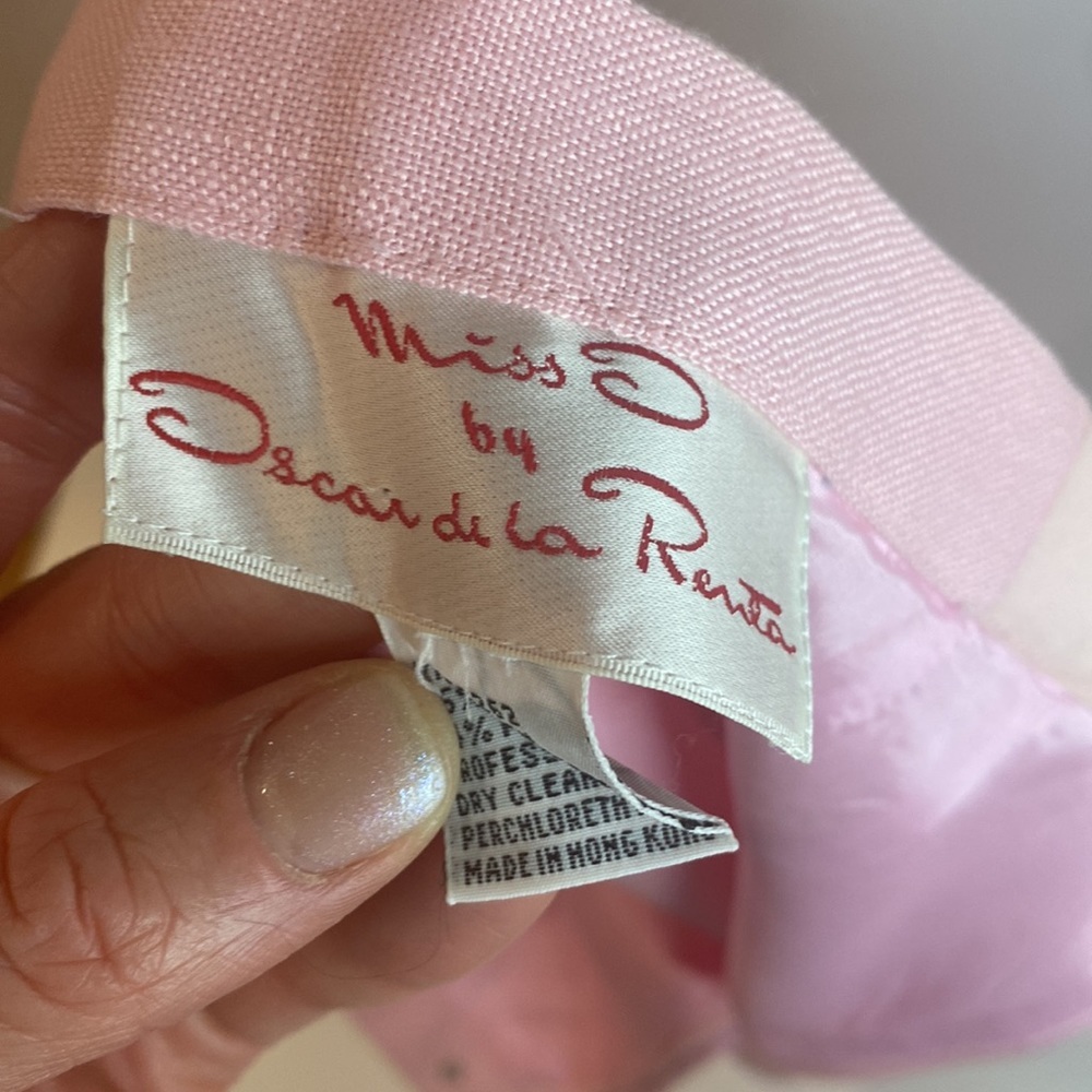 Miss O by Oscar de la Renta Vintage Pink Linen Skirt Suit Set - Picture 10 of 10